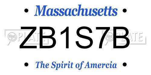 ZB1S7B Massachusetts License Plate