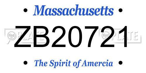 ZB20721 Massachusetts License Plate