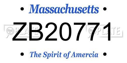 ZB20771 Massachusetts License Plate