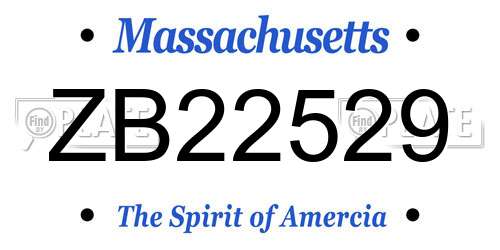 ZB22529 Massachusetts License Plate
