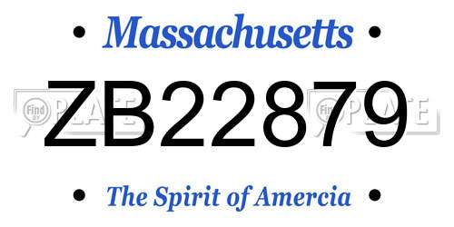 ZB22879 Massachusetts License Plate