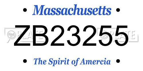 ZB23255 Massachusetts License Plate