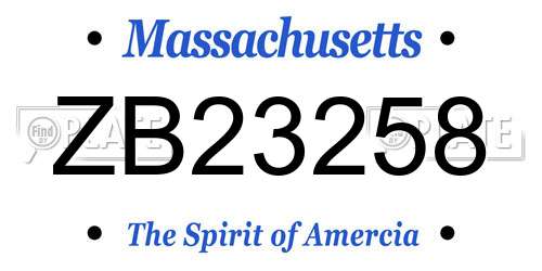 ZB23258 Massachusetts License Plate