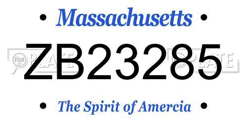 ZB23285 Massachusetts License Plate
