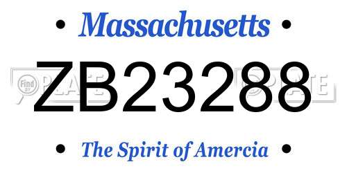 ZB23288 Massachusetts License Plate
