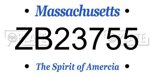 ZB23755 Massachusetts License Plate