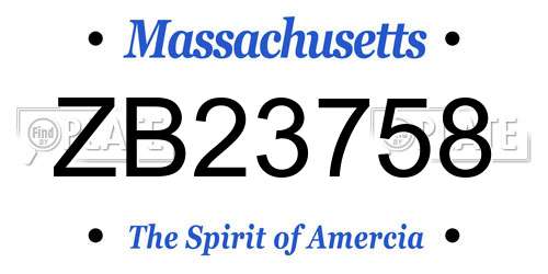 ZB23758 Massachusetts License Plate