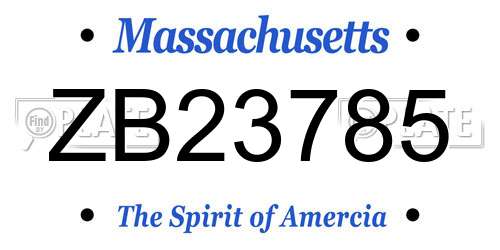 ZB23785 Massachusetts License Plate