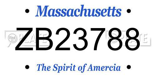 ZB23788 Massachusetts License Plate