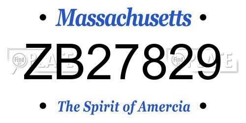 ZB27829 Massachusetts License Plate