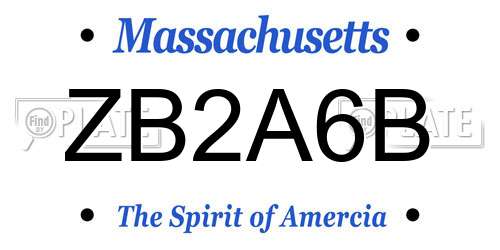 ZB2A6B Massachusetts License Plate