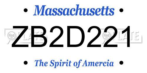 ZB2D221 Massachusetts License Plate