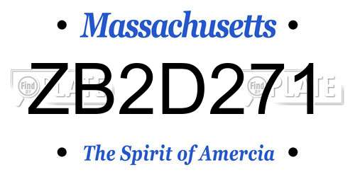 ZB2D271 Massachusetts License Plate