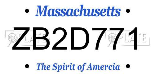 ZB2D771 Massachusetts License Plate