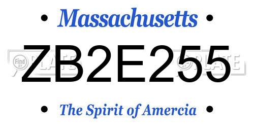 ZB2E255 Massachusetts License Plate