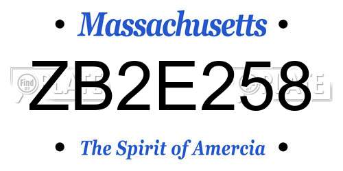 ZB2E258 Massachusetts License Plate