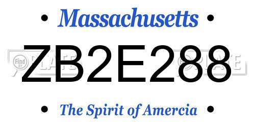 ZB2E288 Massachusetts License Plate