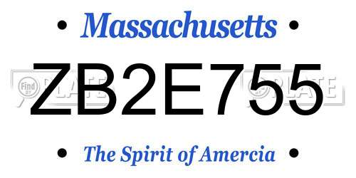 ZB2E755 Massachusetts License Plate