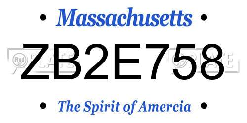 ZB2E758 Massachusetts License Plate