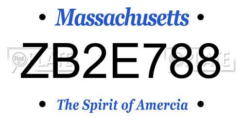 ZB2E788 Massachusetts License Plate