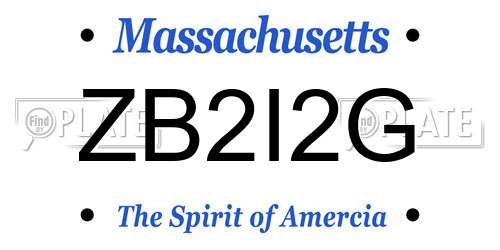 ZB2I2G Massachusetts License Plate