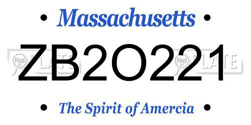 ZB2O221 Massachusetts License Plate