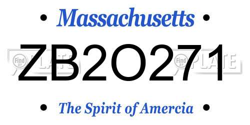 ZB2O271 Massachusetts License Plate