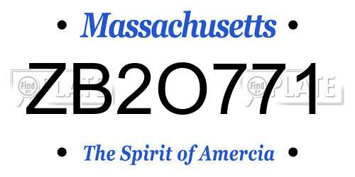 ZB2O771 Massachusetts License Plate
