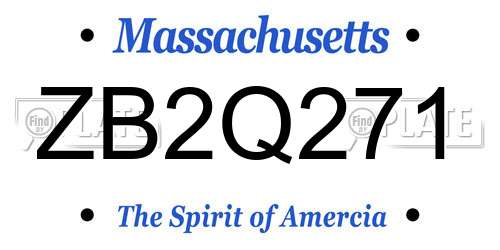 ZB2Q271 Massachusetts License Plate