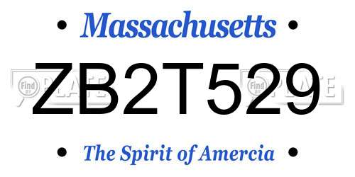 ZB2T529 Massachusetts License Plate