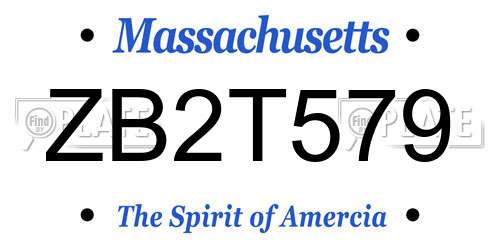 ZB2T579 Massachusetts License Plate