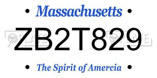 ZB2T829 Massachusetts License Plate
