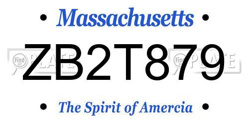 ZB2T879 Massachusetts License Plate