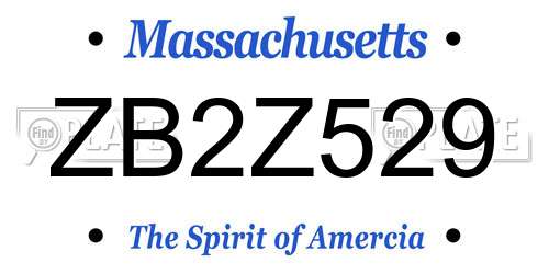ZB2Z529 Massachusetts License Plate