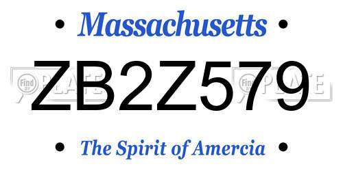 ZB2Z579 Massachusetts License Plate