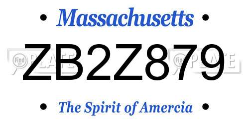 ZB2Z879 Massachusetts License Plate
