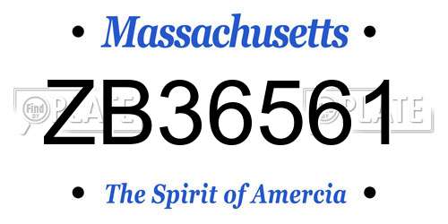 ZB36561 Massachusetts License Plate