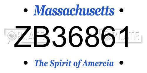 ZB36861 Massachusetts License Plate