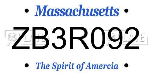ZB3R092 Massachusetts License Plate