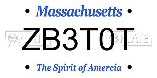 ZB3T0T Massachusetts License Plate