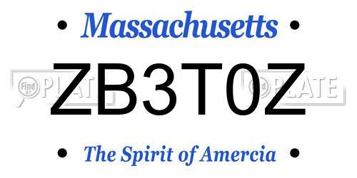 ZB3T0Z Massachusetts License Plate