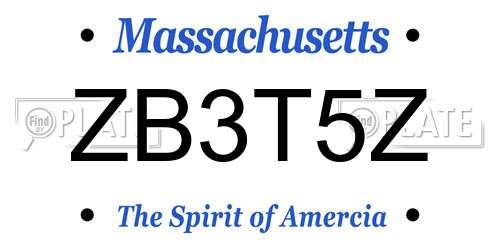 ZB3T5Z Massachusetts License Plate
