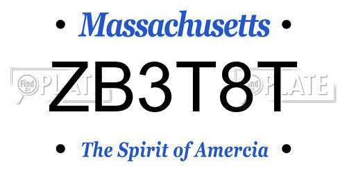 ZB3T8T Massachusetts License Plate