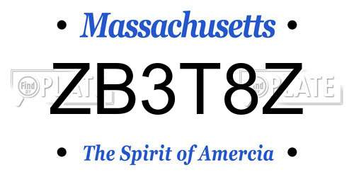 ZB3T8Z Massachusetts License Plate
