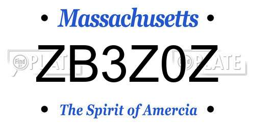 ZB3Z0Z Massachusetts License Plate