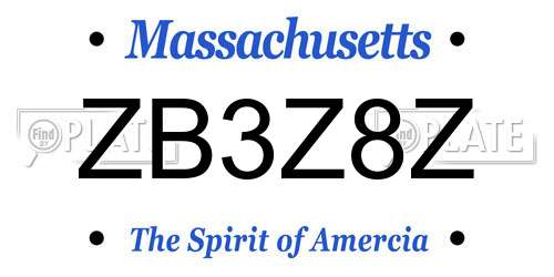 ZB3Z8Z Massachusetts License Plate
