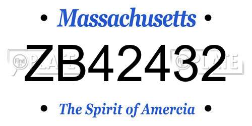 ZB42432 Massachusetts License Plate