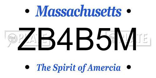ZB4B5M Massachusetts License Plate