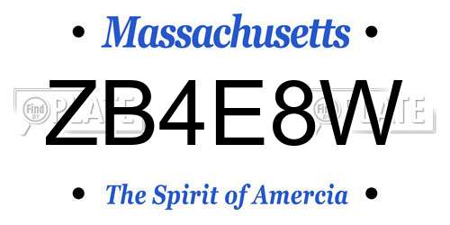 ZB4E8W Massachusetts License Plate