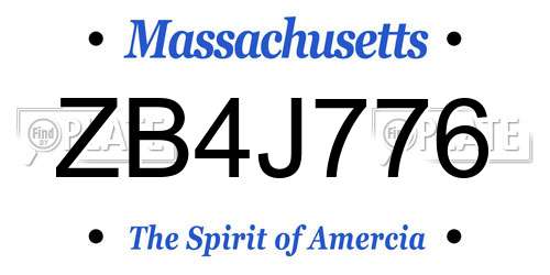 ZB4J776 Massachusetts License Plate